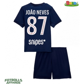 Paris Saint-Germain Joao Neves #87 Hemmaställ Barn 2025-26 Kortärmad (+ Korta byxor)